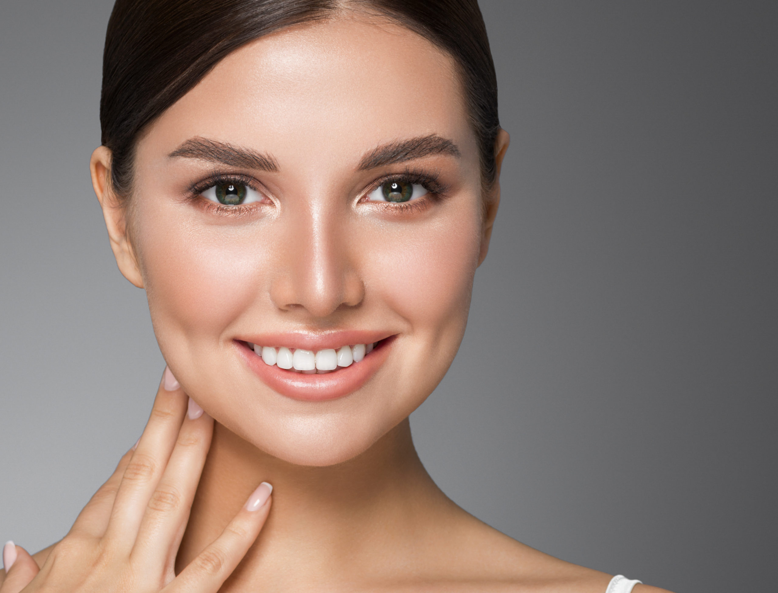 Beauty woman healthy teeth smile healthy beautiful skin model face skin care happy female